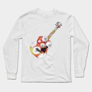 Acoustic guitar psychedelic daisies Long Sleeve T-Shirt